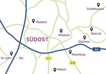 Landkarte, unsere Region, Wiesloch